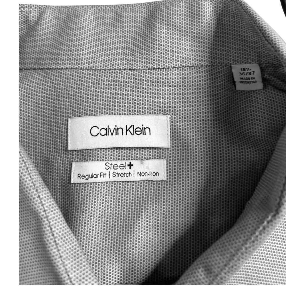Calvin Klein Steel+ Regular Fit Shirt Mens 2XL Gray Button Down Stretch Preppy - Picture 3 of 5